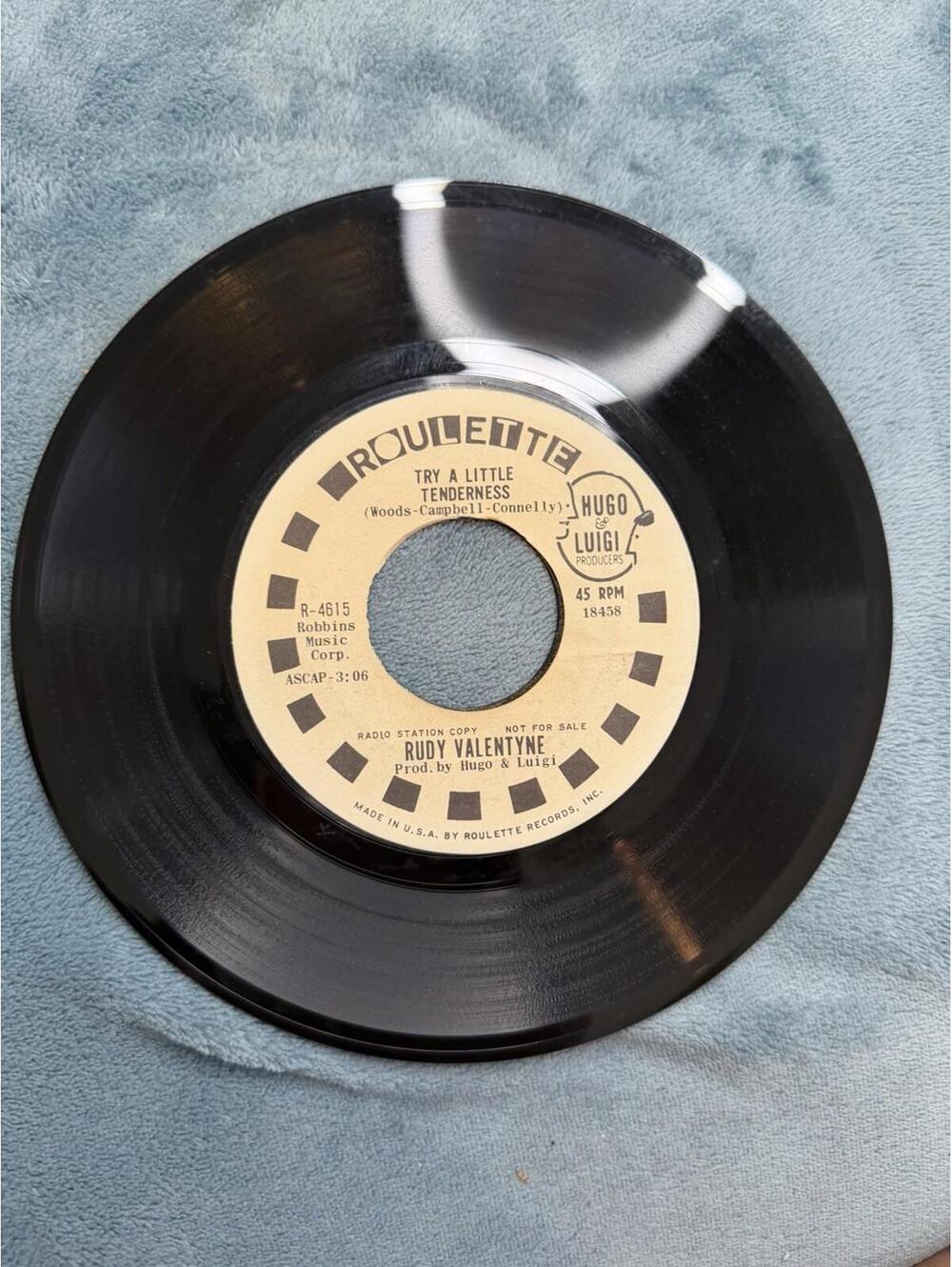 Rudy Valentyne Try A Little Tenderness Roulette Records 45 RPM Radio Station